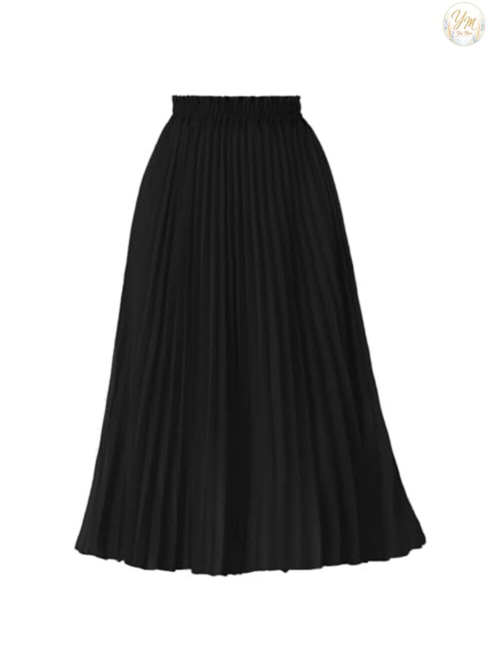Pleated A-Line High Waist Flowy Midi Skirt